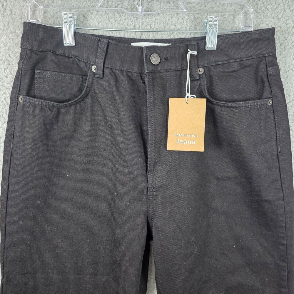 Reformation Cynthia Jeans Women's Black High-Rise Straight Cropped Denim SIze 29 - Picture 2 of 12